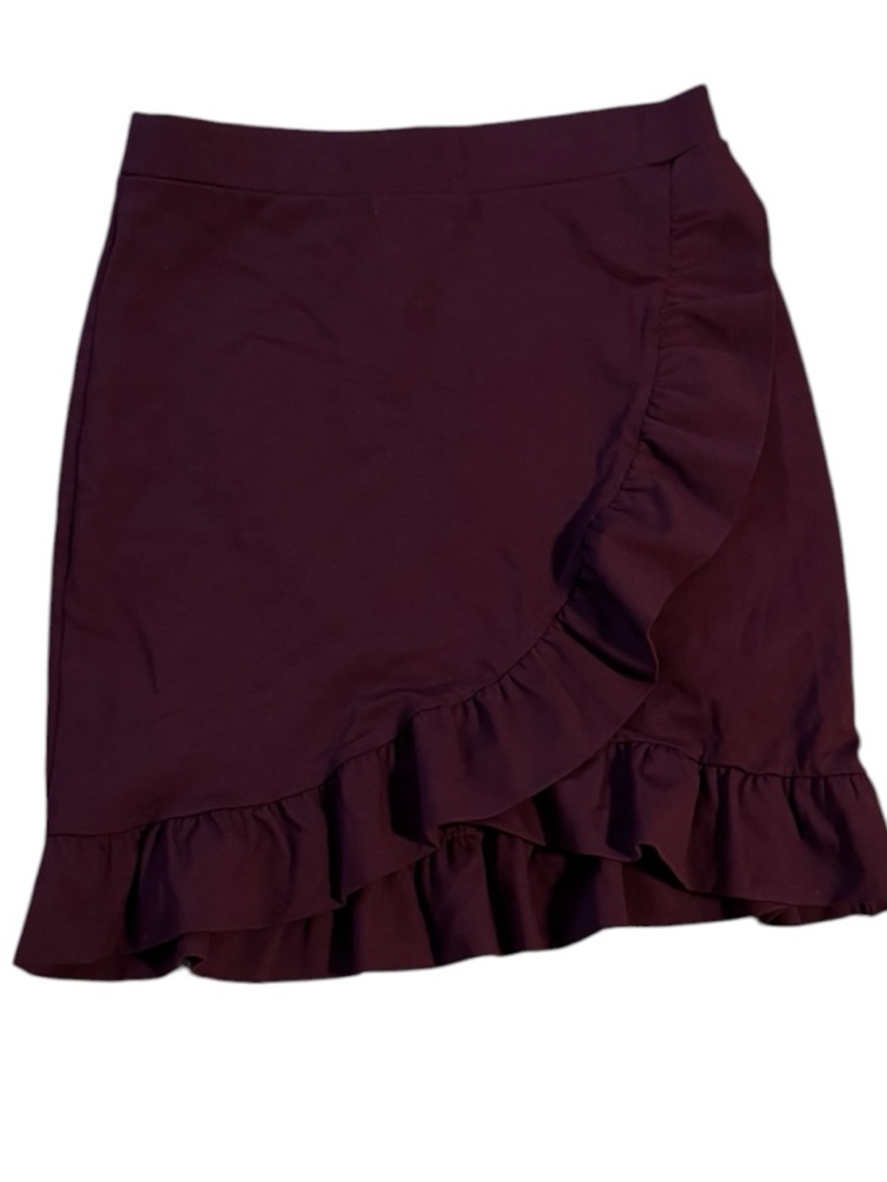 LOFT Asymmetrical Ruffle Wrap Skirt - plum
